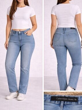 Calvin Klein Light Wash High-Rise Straight Leg Jeans - Women's